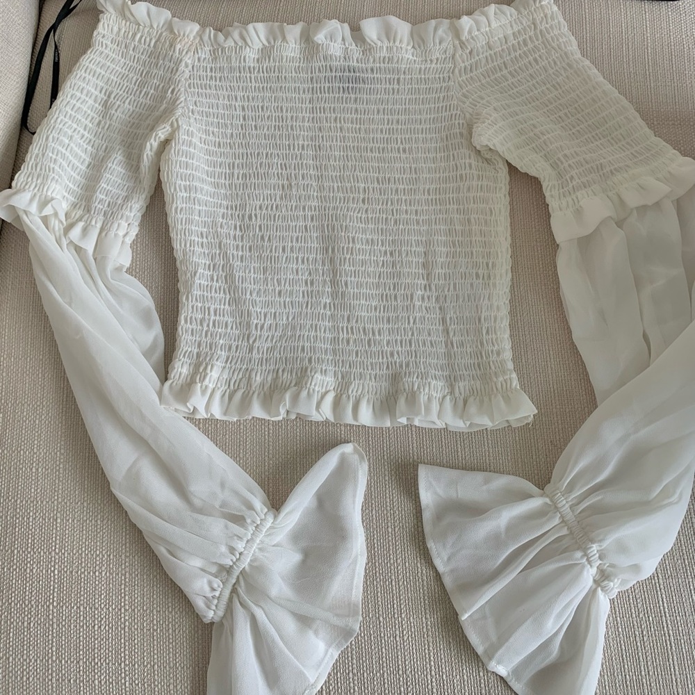 White long sleeve top